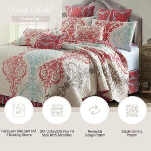 Portofino Queen/Full 3pc Quilt set by Virah Bella